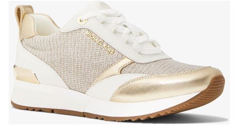 michael michael kors allie leather and chain mesh trainer